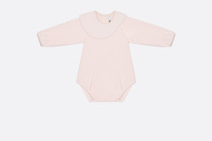 Baby Long-Sleeved Onesie • Pale Pink Cannage Jersey and Cotton Voile