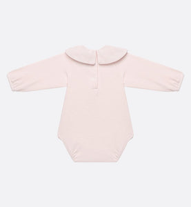 Baby Long-Sleeved Onesie • Pale Pink Cannage Jersey and Cotton Voile