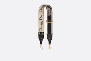 Adjustable Shoulder Strap with Ring • Black Christian Dior Paris Embroidery