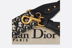 Adjustable Shoulder Strap with Ring • Blue Dior Oblique Embroidery