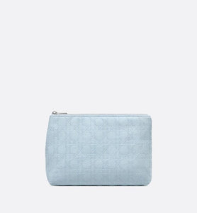 Zipped Pouch • Sky Blue Cannage Cotton Canvas
