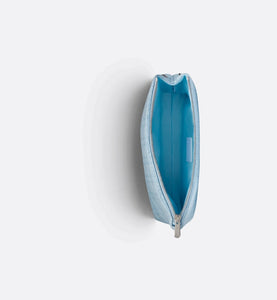 Zipped Pouch • Sky Blue Cannage Cotton Canvas