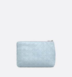 Zipped Pouch • Sky Blue Cannage Cotton Canvas