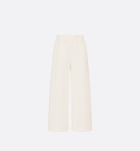 Kid's Loose Pants • Ivory Cotton-Blend Fleece with Pale Gold-Tone Cannage Motif