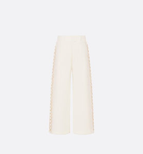 Kid's Loose Pants • Ivory Cotton-Blend Fleece with Pale Gold-Tone Cannage Motif