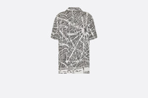 Short-Sleeved Shirt • White and Black Silk Twill with Plan de Paris Motif