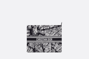 DiorTravel Zipped Pouch • Black and White Technical Fabric with Plan de Paris Motif