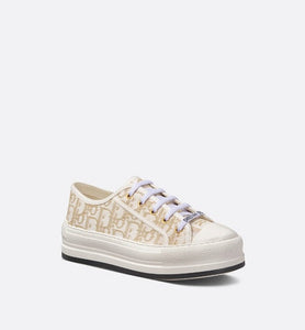 Walk'n'Dior Platform Sneaker • Gold-Tone Dior Oblique Cotton with Metallic Thread Embroidery
