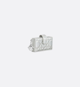 Lady Dior 5-Gusset Card Holder • Iridescent Metallic Silver-Tone Cannage Lambskin