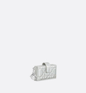 Lady Dior 5-Gusset Card Holder • Iridescent Metallic Silver-Tone Cannage Lambskin