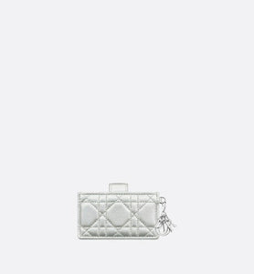 Lady Dior 5-Gusset Card Holder • Iridescent Metallic Silver-Tone Cannage Lambskin