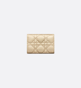 Dior Or Dior Caro XS Wallet • Iridescent Metallic Gold-Tone Cannage Lambskin