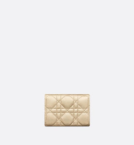 Dior Or Dior Caro XS Wallet • Iridescent Metallic Gold-Tone Cannage Lambskin