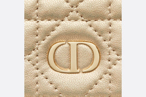 Dior Or Dior Caro XS Wallet • Iridescent Metallic Gold-Tone Cannage Lambskin