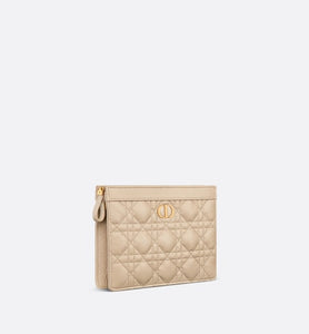 Dior Caro Zipped Pouch with Chain • Sand-Colored Supple Cannage Calfskin