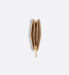 Dior Caro Zipped Pouch with Chain • Sand-Colored Supple Cannage Calfskin