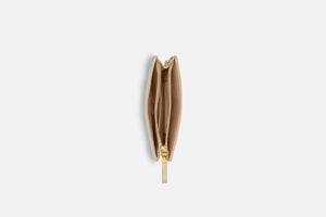Dior Caro Zipped Pouch with Chain • Sand-Colored Supple Cannage Calfskin