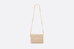 Dior Caro Zipped Pouch with Chain • Sand-Colored Supple Cannage Calfskin