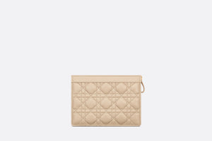 Dior Caro Zipped Pouch with Chain • Sand-Colored Supple Cannage Calfskin