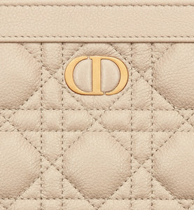 Dior Caro Zipped Pouch with Chain • Sand-Colored Supple Cannage Calfskin