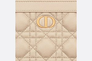 Dior Caro Zipped Pouch with Chain • Sand-Colored Supple Cannage Calfskin