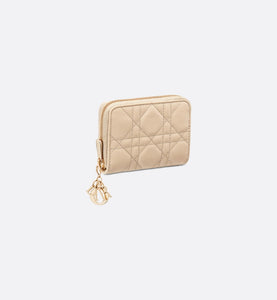 Small Lady Dior Voyageur Coin Purse • Sand-Colored Cannage Lambskin