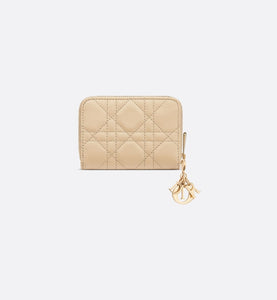 Small Lady Dior Voyageur Coin Purse • Sand-Colored Cannage Lambskin