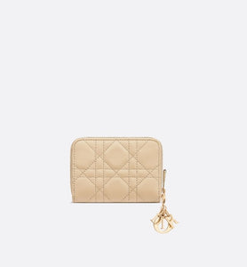 Small Lady Dior Voyageur Coin Purse • Sand-Colored Cannage Lambskin
