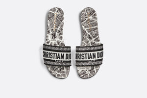 Dway Slide • White and Black Embroidered Cotton with Plan de Paris Motif
