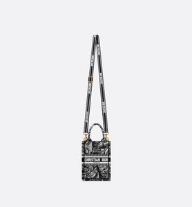 Mini Dior Book Tote Phone Bag • Black and White Plan de Paris Embroidery (13 x 18 x 5 cm)