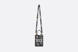 Mini Dior Book Tote Phone Bag • Black and White Plan de Paris Embroidery (13 x 18 x 5 cm)