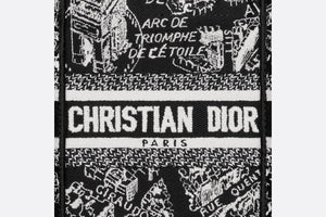 Mini Dior Book Tote Phone Bag • Black and White Plan de Paris Embroidery (13 x 18 x 5 cm)