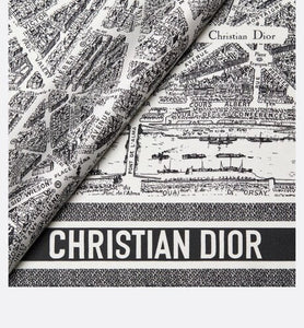 Plan de Paris 90 Square Scarf • White and Black Silk Twill
