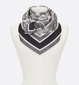 Plan de Paris 90 Square Scarf • White and Black Silk Twill