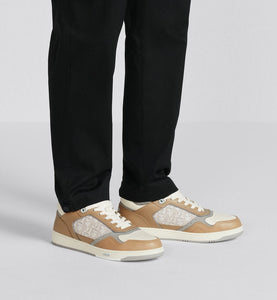 B27 Low-Top Sneaker • Beige and Cream Smooth Calfskin with Cream Dior Oblique Jacquard