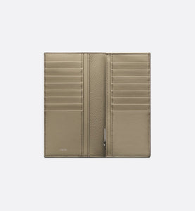 Vertical Long Wallet • Beige Grained Calfskin with CD Icon Signature
