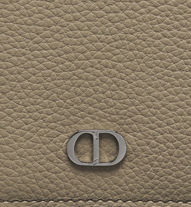 Vertical Long Wallet • Beige Grained Calfskin with CD Icon Signature