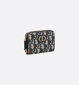 Small 30 Montaigne Voyageur Coin Purse • Blue Dior Oblique Jacquard