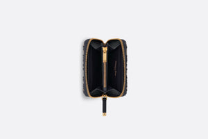 Small 30 Montaigne Voyageur Coin Purse • Blue Dior Oblique Jacquard