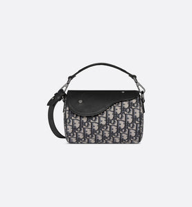 Mini Roller Bag with Strap • Beige and Black Dior Oblique Jacquard and Black Grained Calfskin