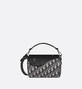 Mini Roller Bag with Strap • Beige and Black Dior Oblique Jacquard and Black Grained Calfskin