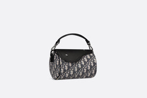 Mini Roller Bag with Strap • Beige and Black Dior Oblique Jacquard and Black Grained Calfskin
