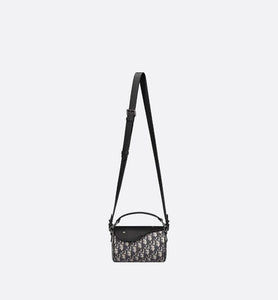 Mini Roller Bag with Strap • Beige and Black Dior Oblique Jacquard and Black Grained Calfskin
