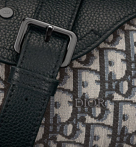 Mini Roller Bag with Strap • Beige and Black Dior Oblique Jacquard and Black Grained Calfskin