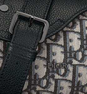 Mini Roller Bag with Strap • Beige and Black Dior Oblique Jacquard and Black Grained Calfskin