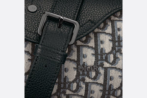 Mini Roller Bag with Strap • Beige and Black Dior Oblique Jacquard and Black Grained Calfskin