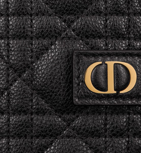 Dior Caro Vertical Card Holder • Black Supple Cannage Calfskin