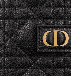Dior Caro Vertical Card Holder • Black Supple Cannage Calfskin