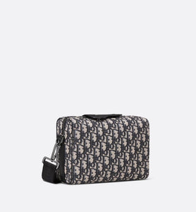 Dior Lingot Pouch • Beige and Black Dior Oblique Jacquard and Black Grained Calfskin
