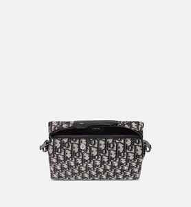 Dior Lingot Pouch • Beige and Black Dior Oblique Jacquard and Black Grained Calfskin